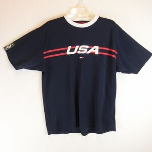 Tommy Hilfiger Athlethics USA Jersey Tee Size L Navy red white